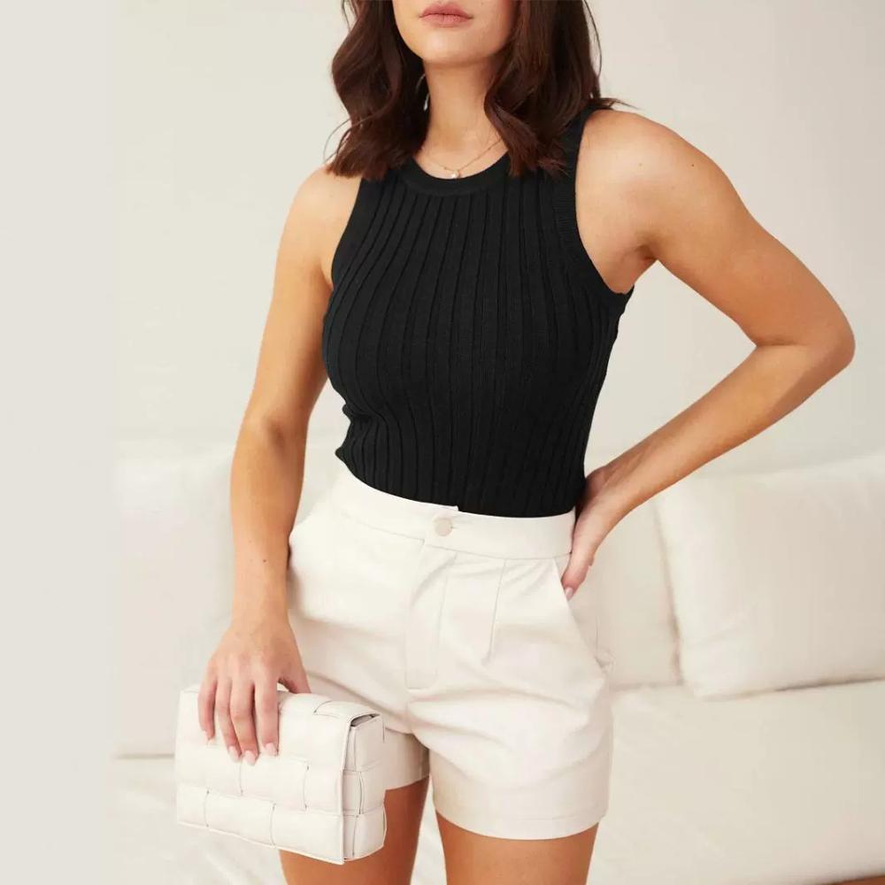 Womens  Sleeveless Sweaters | Callie Cotton Ribbed Sweater Tank Cotton Cotton