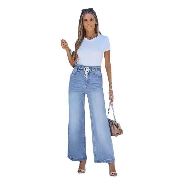 Womens  Wide Leg Jeans | Cary Drawstring Waist Slouchy Wide Leg Jeans Jeans Wide Leg Jeans